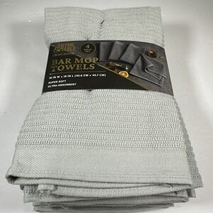Thyme & Table Bar Mop Towels Gray 4 Pack Set Super Soft New